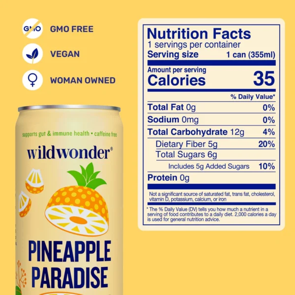 Pineapple Paradise Sparkling Prebiotic + Probiotic Drink - Image 3