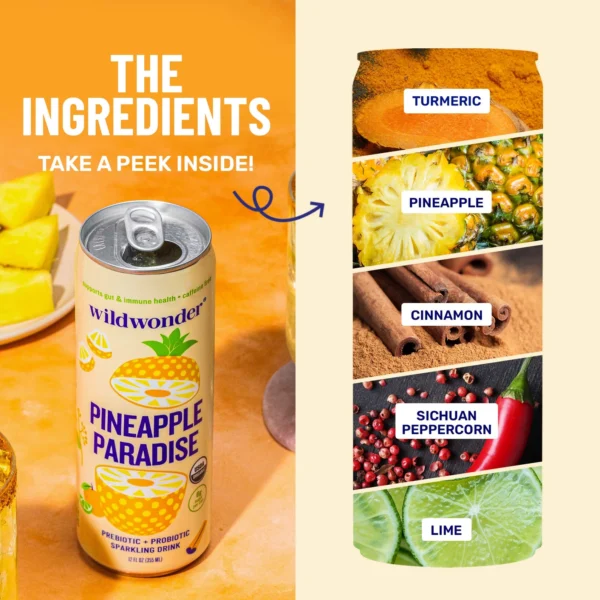 Pineapple Paradise Sparkling Prebiotic + Probiotic Drink - Image 4