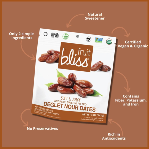 Fruit Bliss Organic Deglet Nour Dates Snacks 5 oz - Image 4